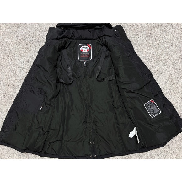 PAJAR Down Coat Puffer Jacket Hooded Pockets Global News Black Womens Medium - Picture 8 of 16